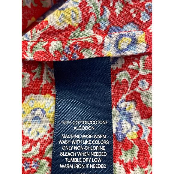 CHAPS red floral sleeveless camp shirt MED 100% Cotton - Picture 4 of 7